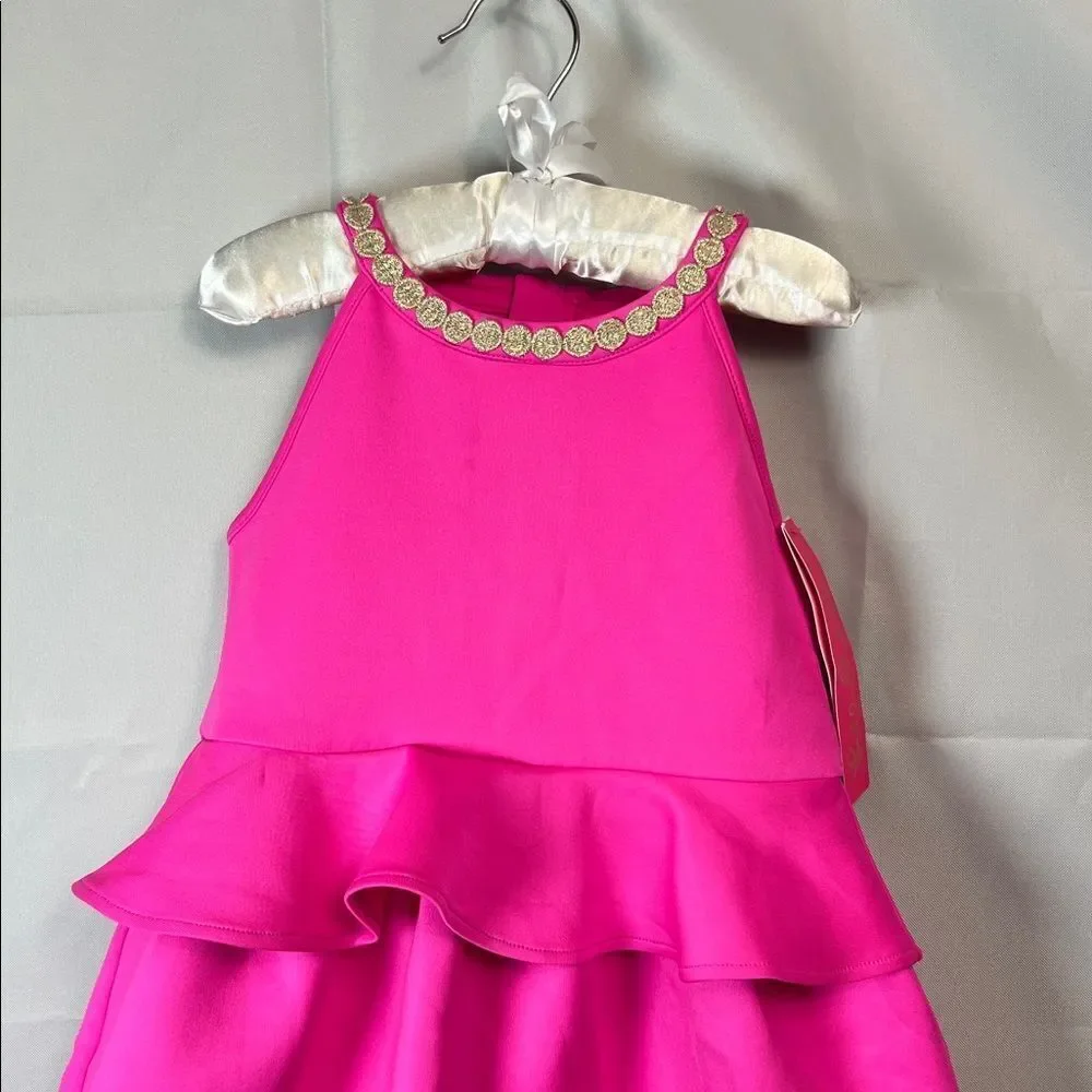 Lilly Pulitzer Vibrant Pink Caesara peplum dress size 4 - 5 NWT